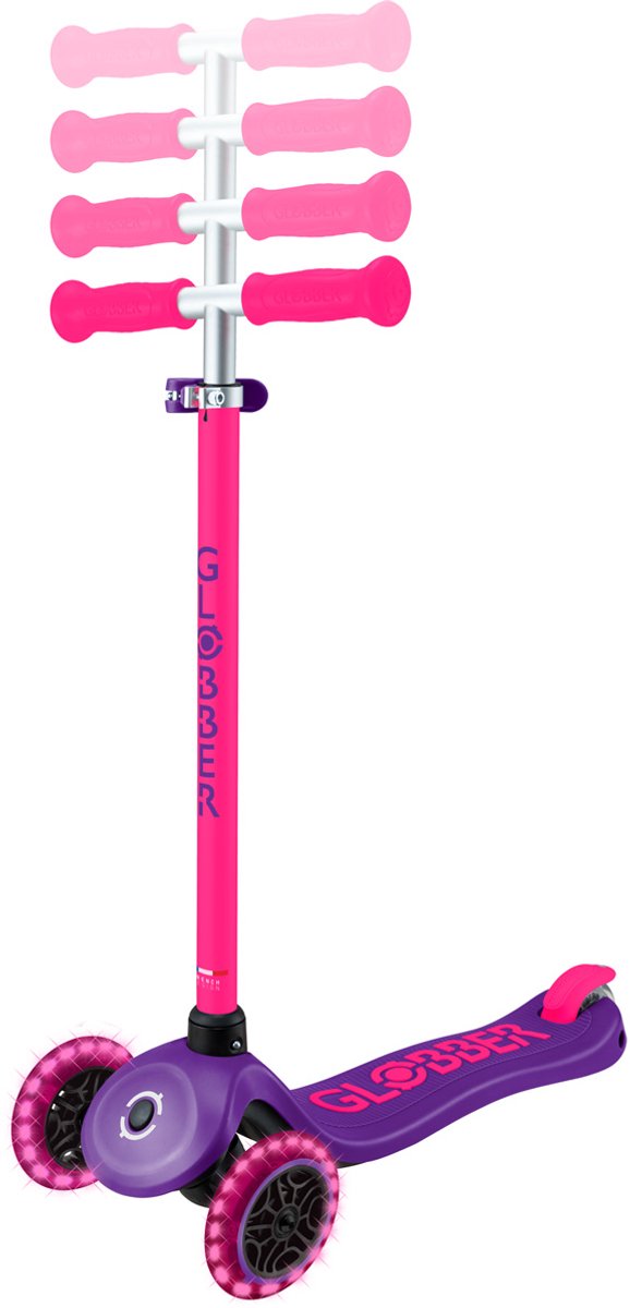 Kinderstep - Globber Primo Plus - Neon Roze - Vanaf 3 Jaar - Lichtgevende Wielen - T-bar In Hoogte Verstelbaar Step kopen online