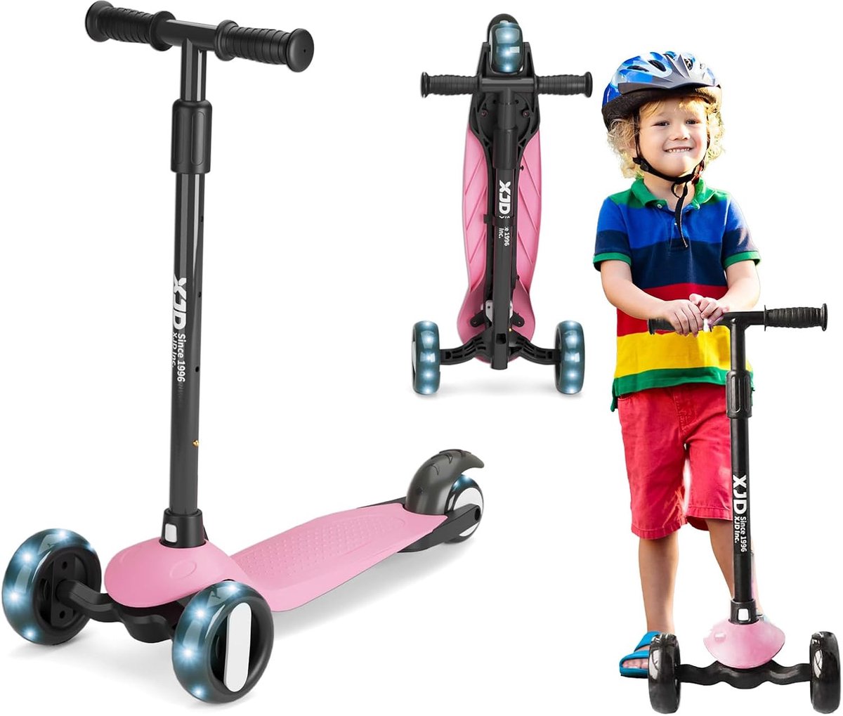 Kinderstep met 3 Wielen, Hoogte Verstelbaar, Knipperende Wielen voor Jongens en Meisjes 2-8 Jaar Kinderfiets kopen online