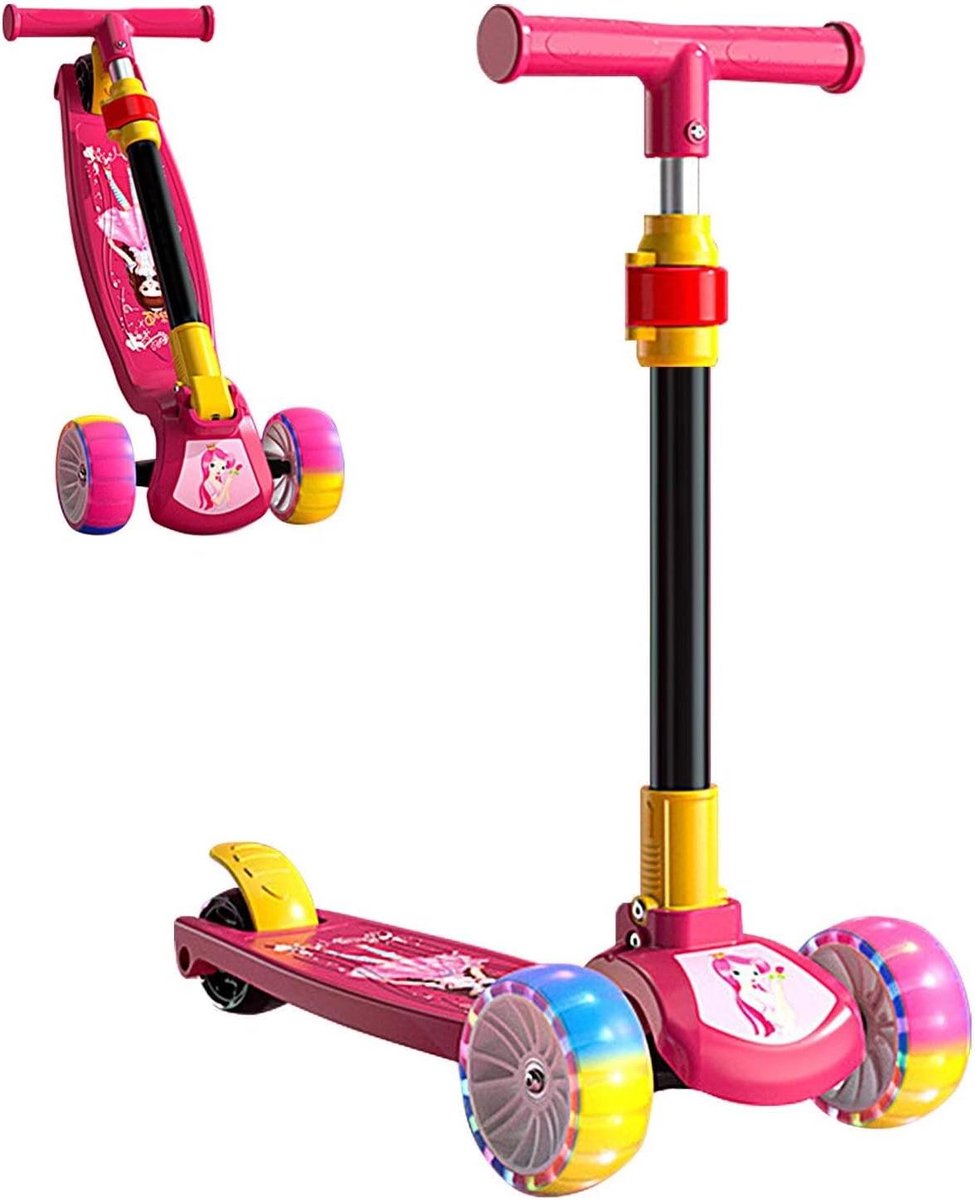 kinderstep step kinderfiets buiten spelen driewiel ontwerp verstelbaar roze