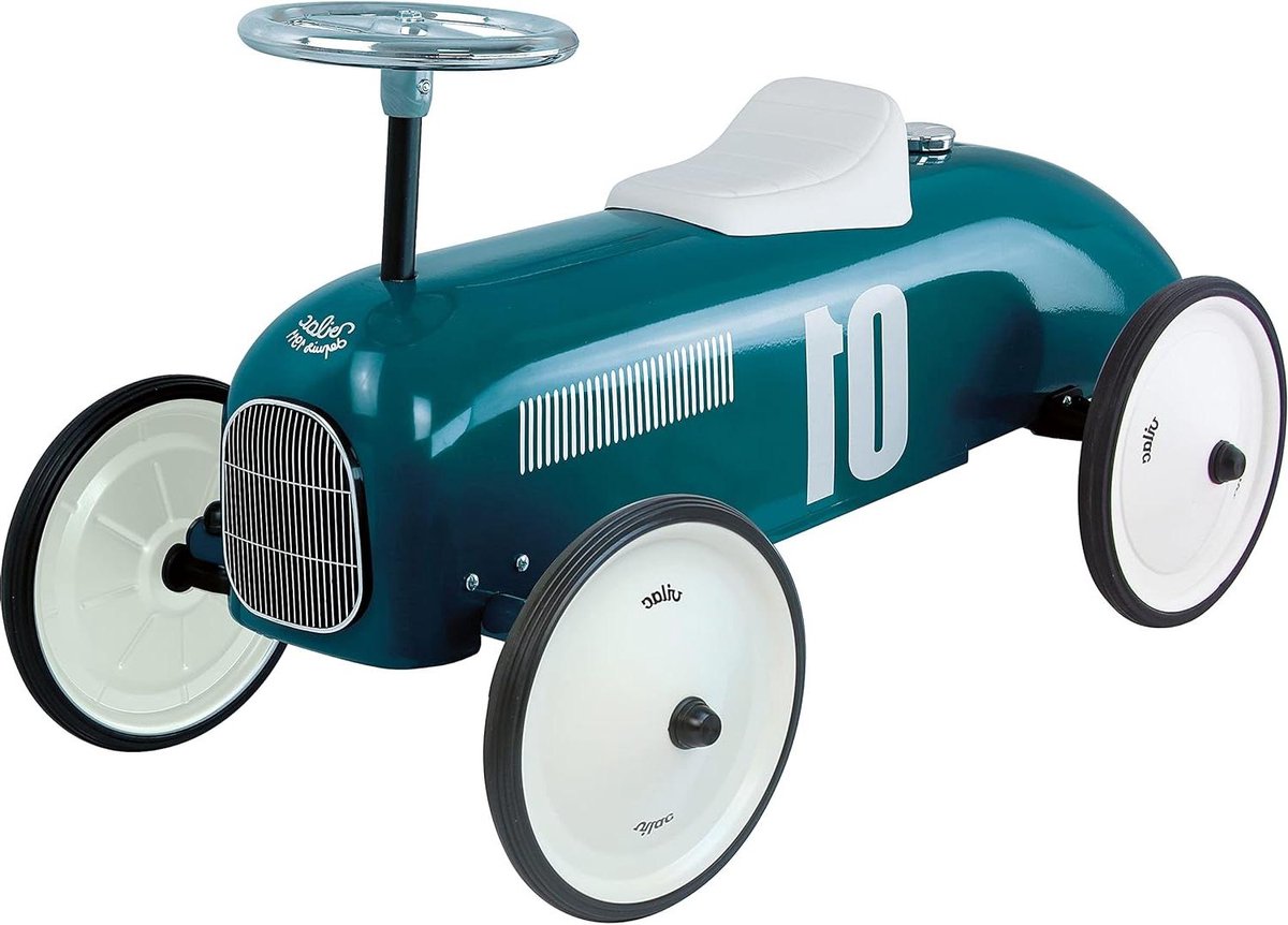 Kinderwagen Racewagen - Loopauto Metaal - Kind Ontwikkeling - Vintage Design - Vanaf 18 maanden - Petrol Blauw Speelgoedkruiwagen kopen online