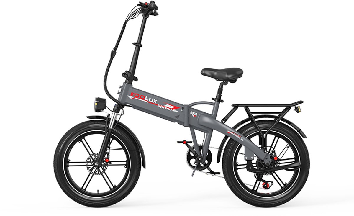 koolux rk10 e bike vouwfiets 20 x 4 0 dikke banden 48v 13ah 624wh accu lcd scherm 250w motor max 25 km u 70 120 km bereik nfc ontgrendeling app connect shimano 7 speed opvouwbaar grijs