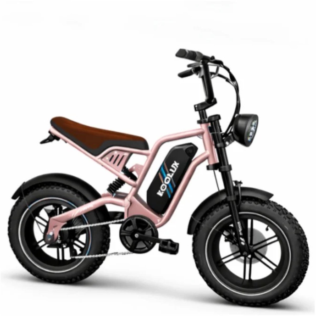 KOOLUX | X9 Mini Elektrische Fiets | Fatbike | 16 x 4.0 Inch Dikke Banden | 48V 13Ah 620Wh Lithium Accu | 250W Motor | Maximaal 25/u | Maximaal 70km bereik | Mechanische remmen | LCD Scherm | Roze | Rijklaar Bezorgd Fiets (elektrisch) kopen online