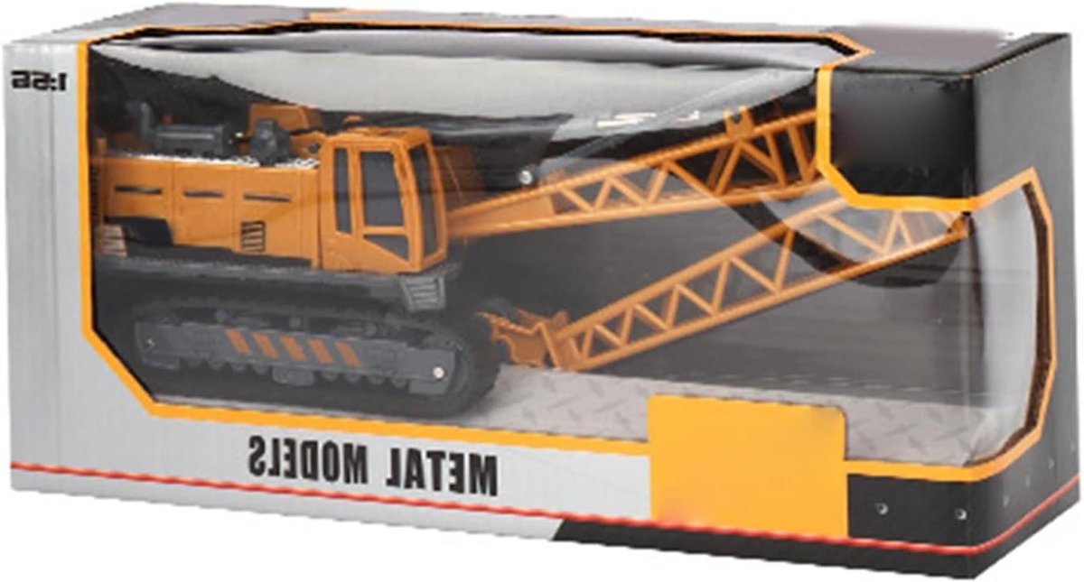 Kraanwagen Speelgoed - Bouwvoertuig Speelgoedkraan - Creatief Spelen - Levensechte Details - 28 x 16 x 10 cm - Geel Speelgoedkruiwagen kopen online