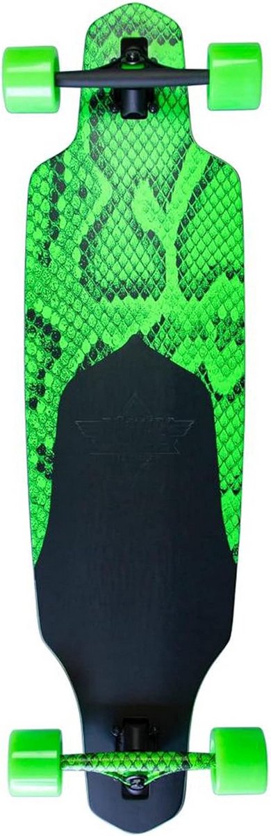 longboard 38 inch complete skateboard neon groen snakeskin design