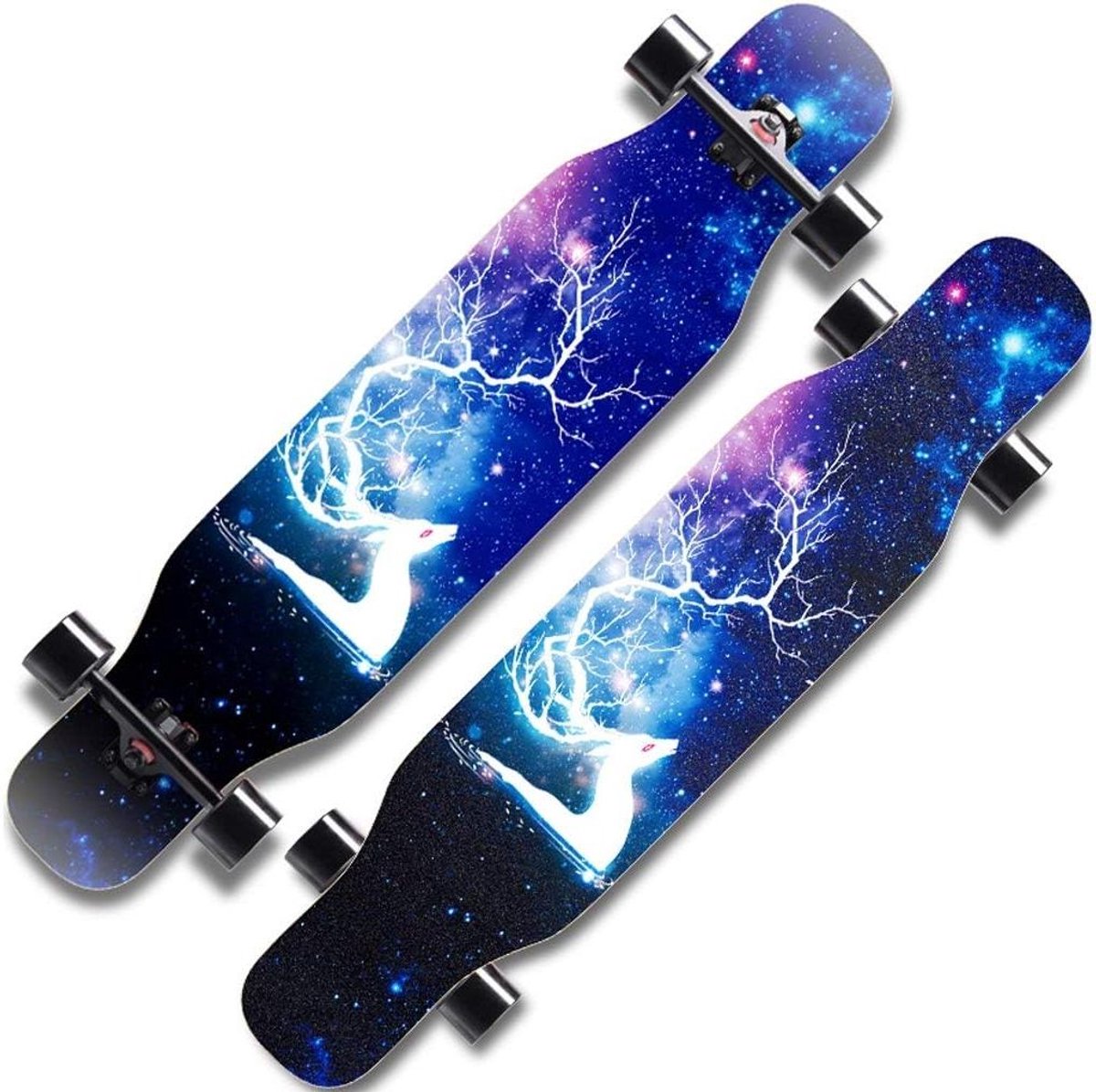 Longboard Skateboard - Cruiser Board - Straat Skaten - Ondiepe U-vorm - 110x23cm - Zwart Skateonderdeel kopen online