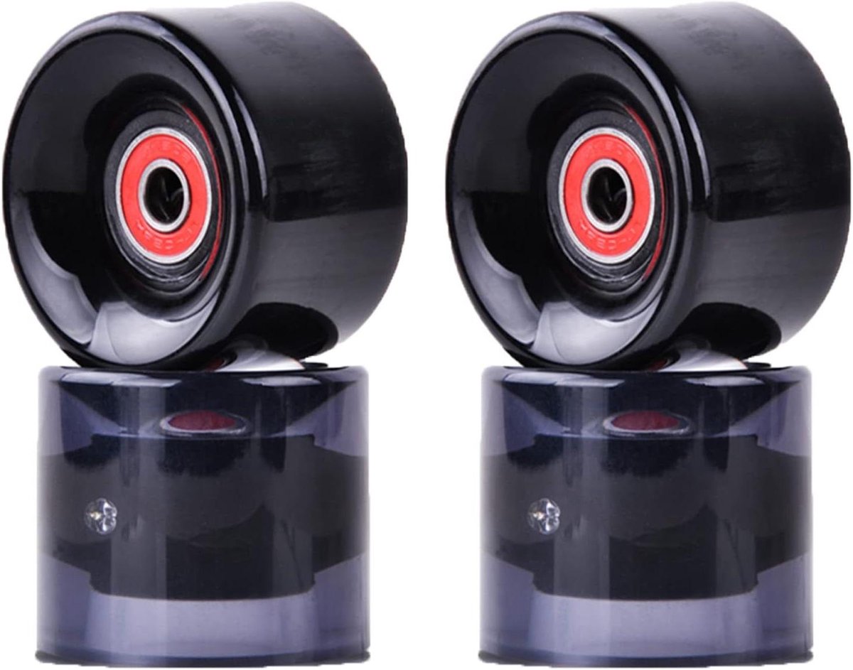 Longboard Wielen - Skateboard Wielen - Soepel Cruisen - Zachte 82A Hardheid - 60mm Diameter - Zwart LED Skateonderdeel kopen online