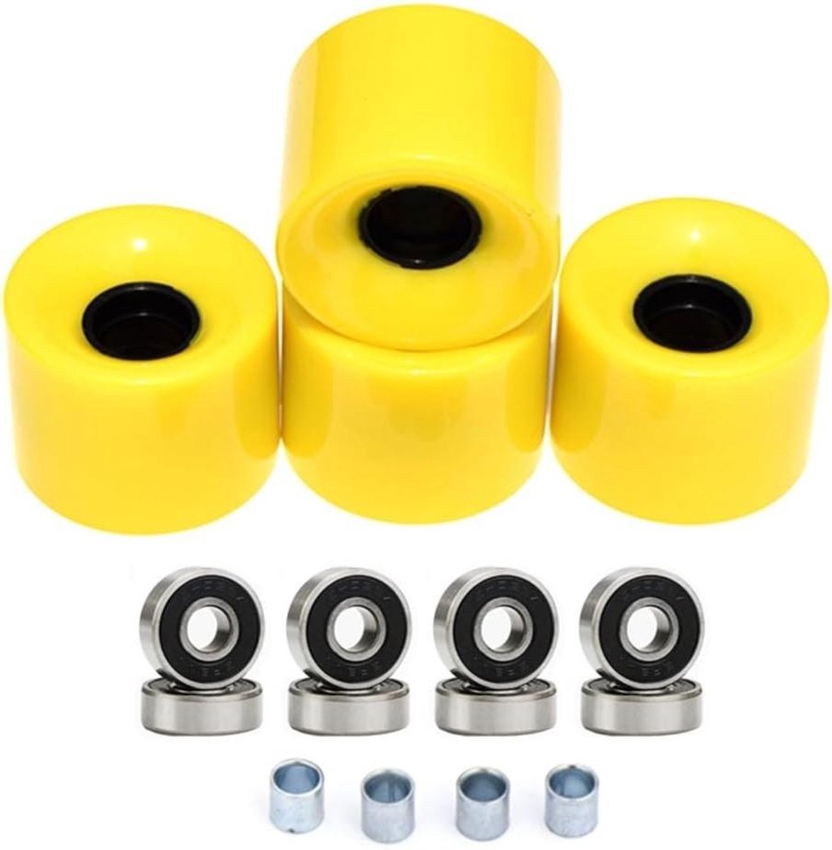 Longboard Wielen - Skateboard Wielen - Straat Skaten - ABEC-9 Lagers - 60x45mm 78A - Geel Skateonderdeel kopen online