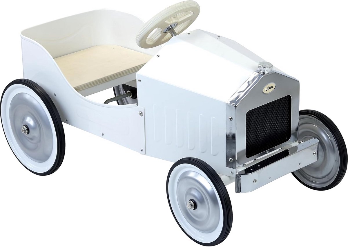 loopauto voor kinderen vanaf 3 jaar klassieke pedaalauto ivoor wit
