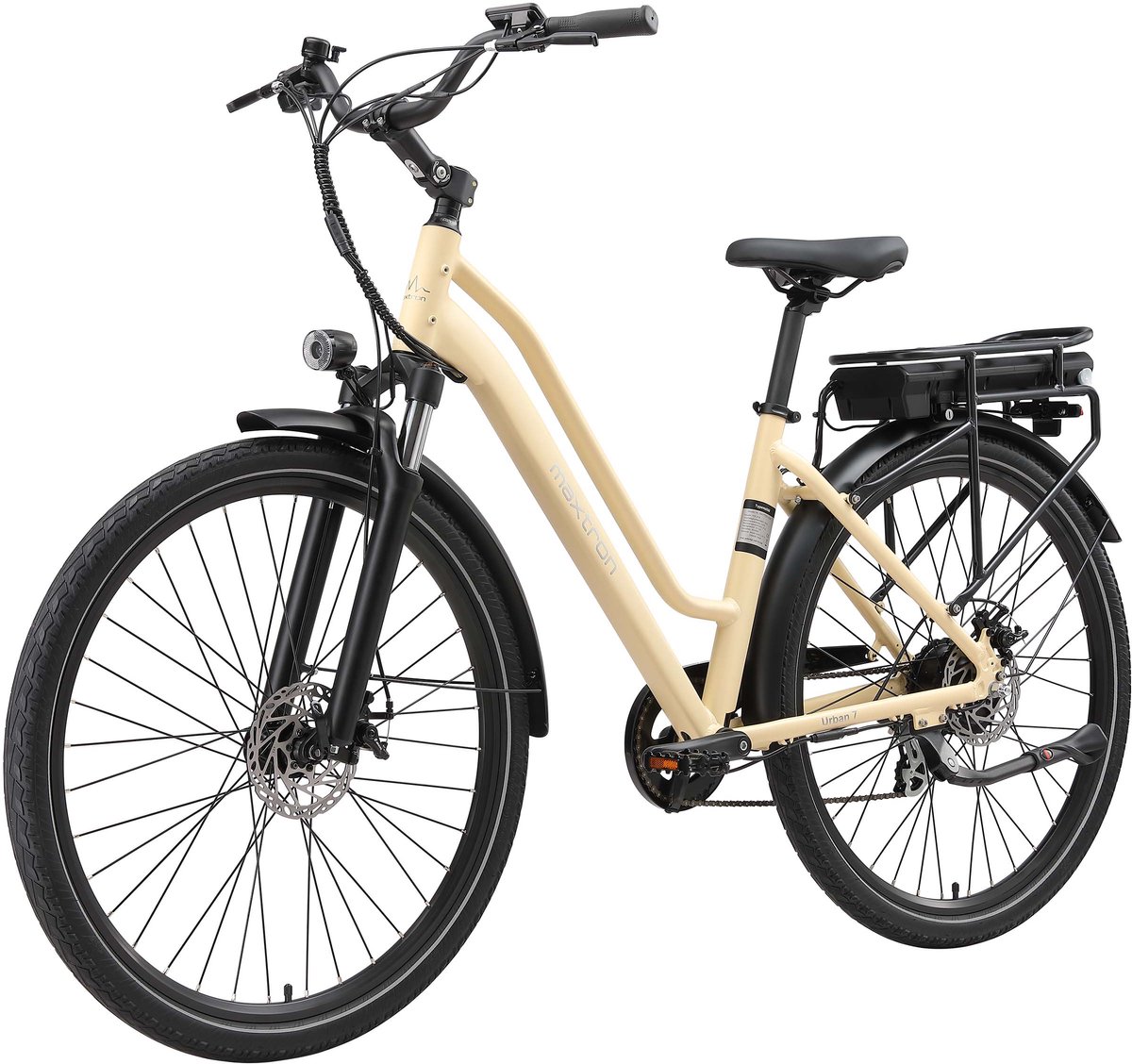 Maxtron Urban-7 Elektrische Fiets - Actieradius tot 70 km - Krachtige 460.8Wh Accu - 20×4.0 Inch Fatbike Banden - Shimano 7 Versnellingen - Schijfremmen - Max. Belasting 120 kg - Elektrische Stadsfiets - Beige Fiets (elektrisch) kopen online