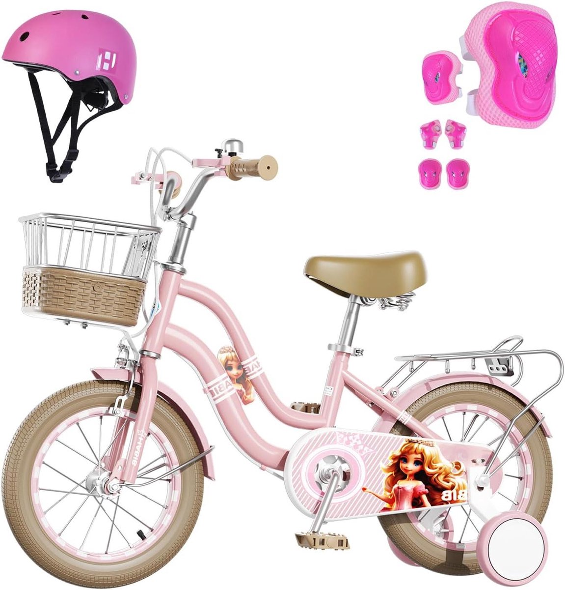Meisjesfiets - Kinderfiets Fiets voor meisjes - Veilig leren fietsen - Compleet met beschermset - 12-16 inch - Roze Kinderfiets kopen online