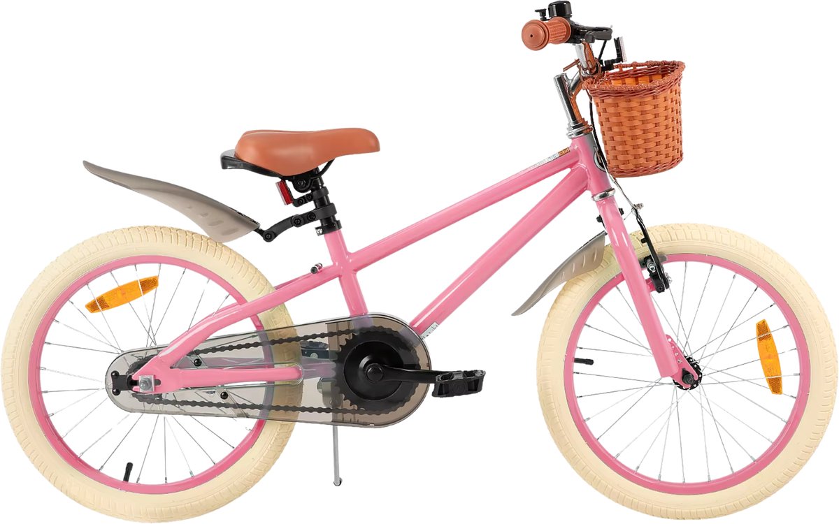 Meisjesfiets – Voor kinderen – Met zijwieltjes, handrem, coasterrem en mandje – Roze, 46 cm Kinderfiets kopen online