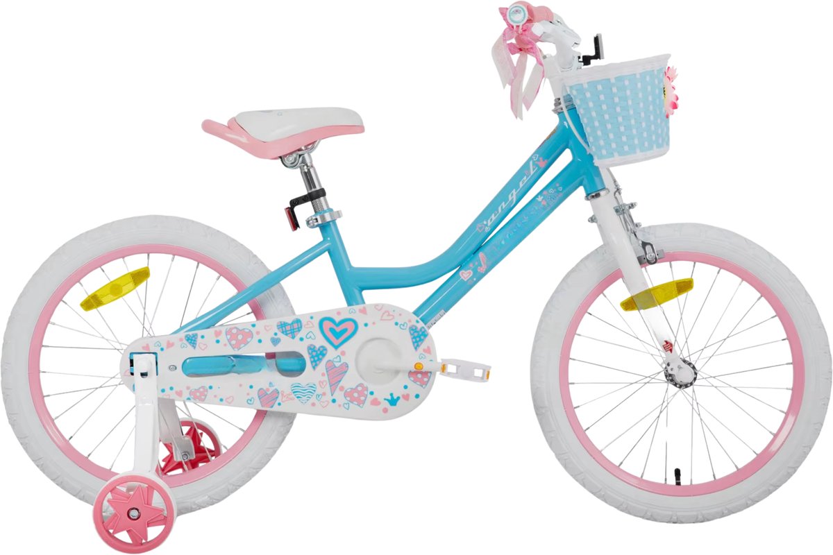 Meisjesfiets – Voor peuters en kinderen van 2-9 jaar – Met zijwieltjes, mandje, handrem en standaard – Blauw, 46 cm Kinderfiets kopen online