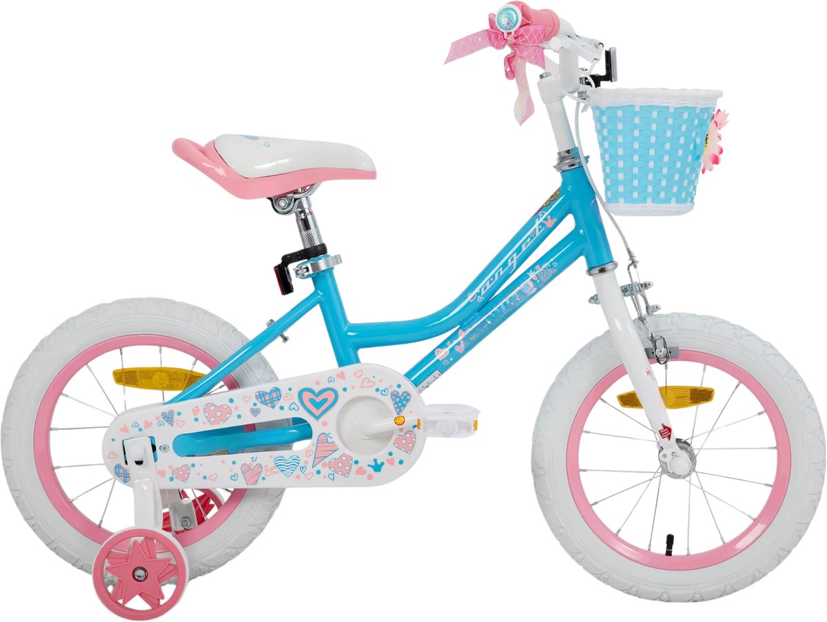 Meisjesfiets – Voor peuters en kinderen van 2-9 jaar – Met zijwieltjes, mandje, handrem & standaard – Blauw, 30 cm Kinderfiets kopen online