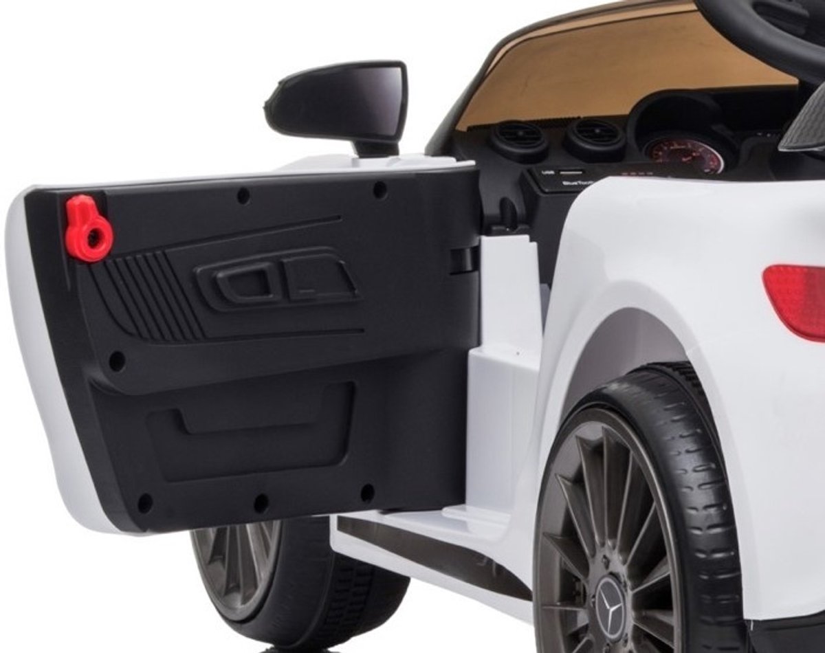 mercedes gtr amg elektrische kinderauto wit 3 tot 8 km u inclusief afstandsbediening en led verlichting