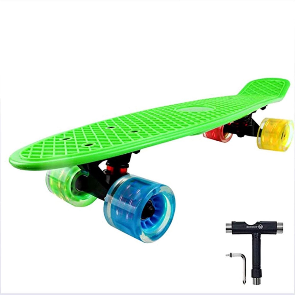 Mini Cruiser Skateboard - Kinder skateboard - Buiten rijden - LED lichtwielen - 22 inch - Groen Skateonderdeel kopen online