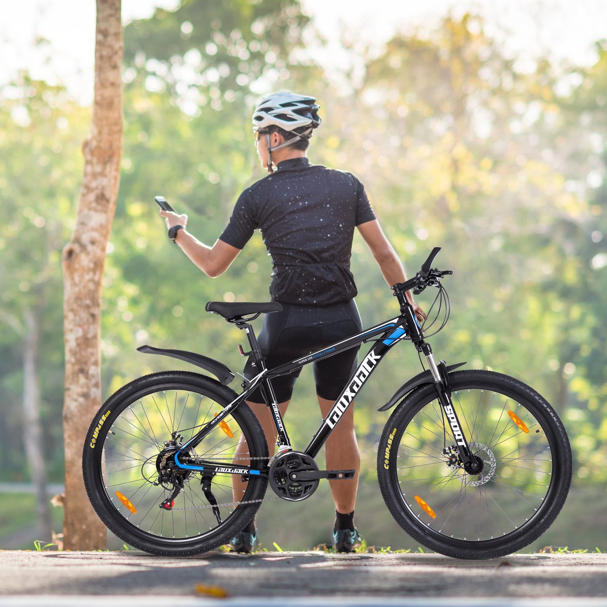 modfu mountainbike 21 versnellingen verende voorvork modern voor dagelijks gebruik en terreingebruik ijzer blauw