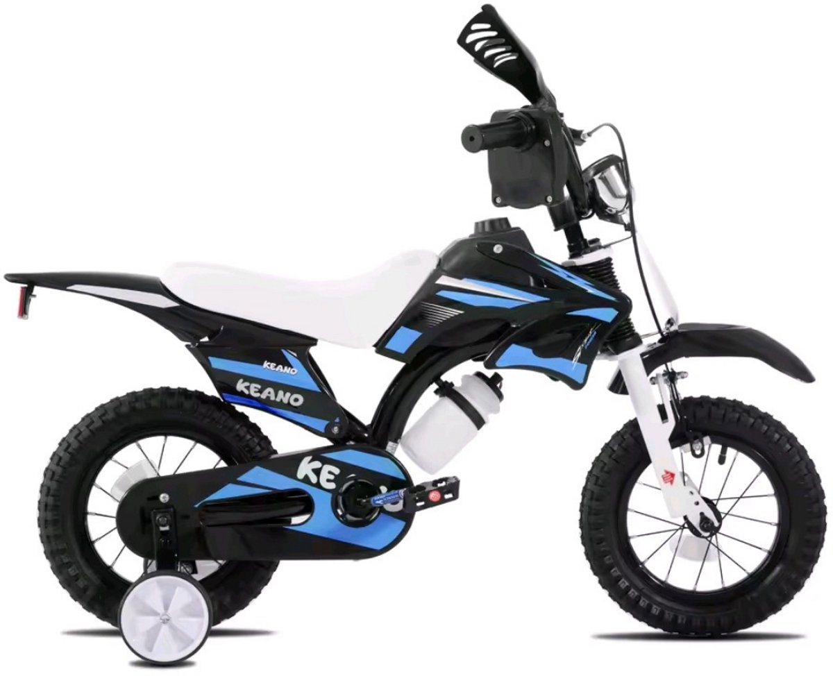 MotoBike Kinderfiets 12 inch met zijwieltjes Blauw Kinderfiets kopen online