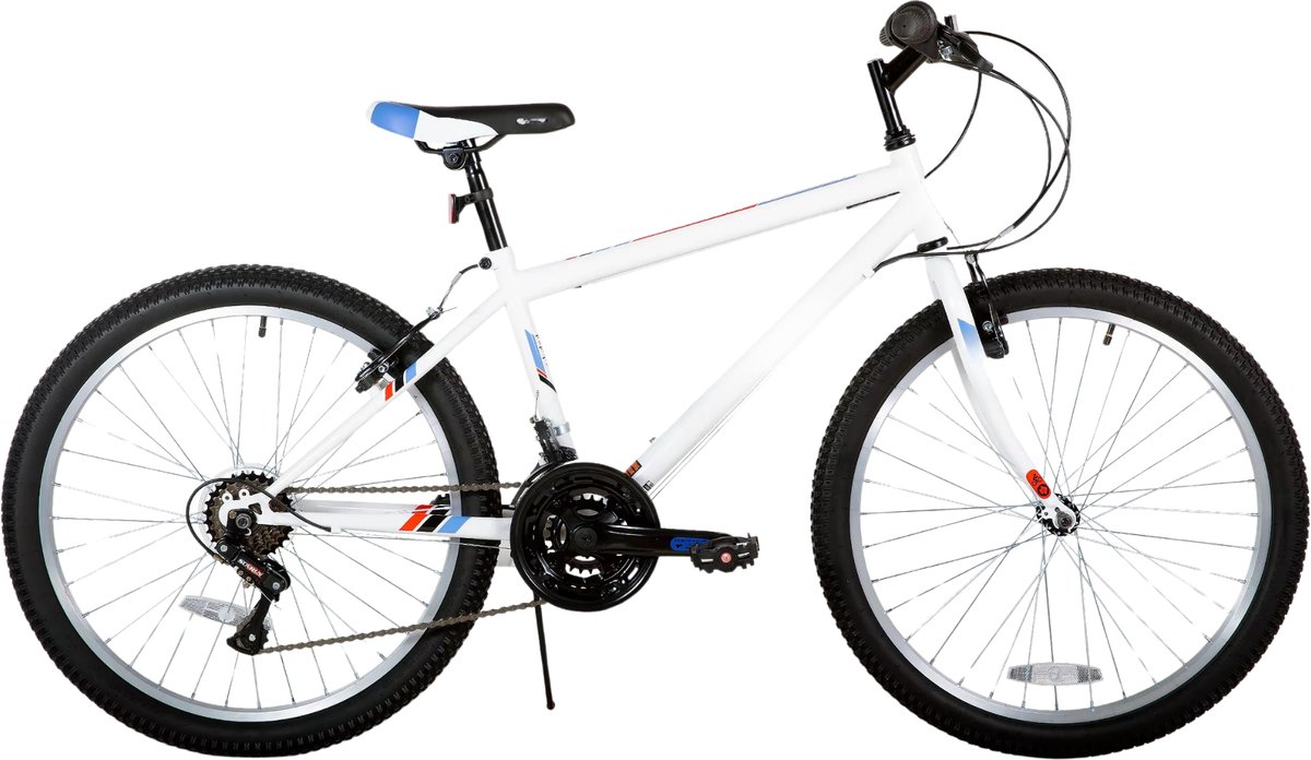 Mountainbike 61–66 cm – Voor volwassenen en studenten voor recreatief en sportief gebruik op terrein – Met 18 versnellingen en koolstofstaal frame – Wit frame Fiets kopen online