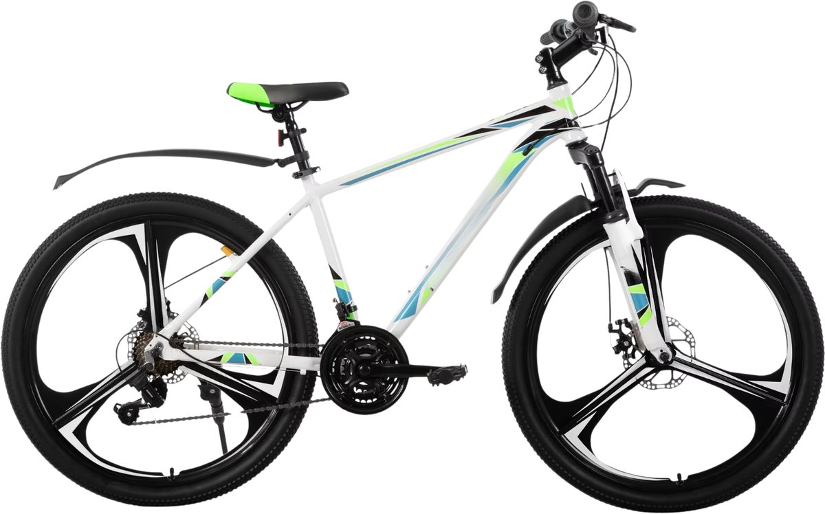 Mountainbike – Voor heren en dames – 18 versnellingen / 3 spaken / schijfremfiets – Aluminium / Wit / 66 cm Fiets kopen online