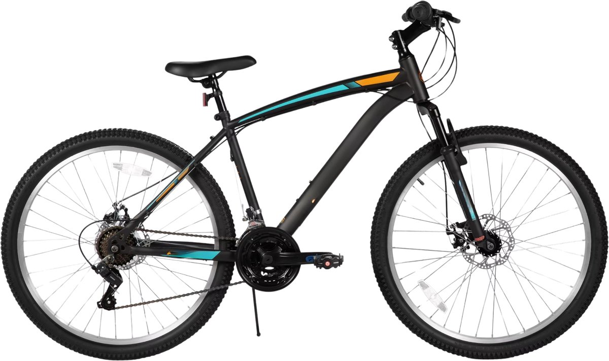 Mountainbike – Voor heren en dames – 18 versnellingen, voorverende vork, dubbele mechanische schijfremmen – 66 cm, oranje Fiets kopen online