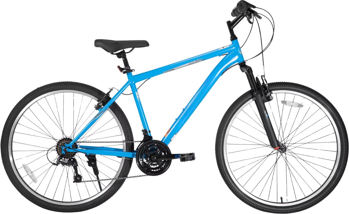 mountainbike voor heren en dames hardtail 21 versnellingen v brake 66 cm 70 cm wielen blauw hoogwaardig stalen frame