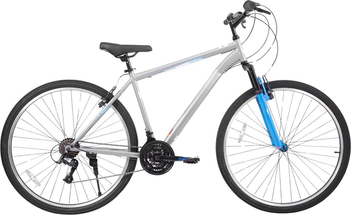 mountainbike voor heren en dames hardtail 21 versnellingen v brake 66 cm 70 cm wielen grijs hoogwaardig stalen frame