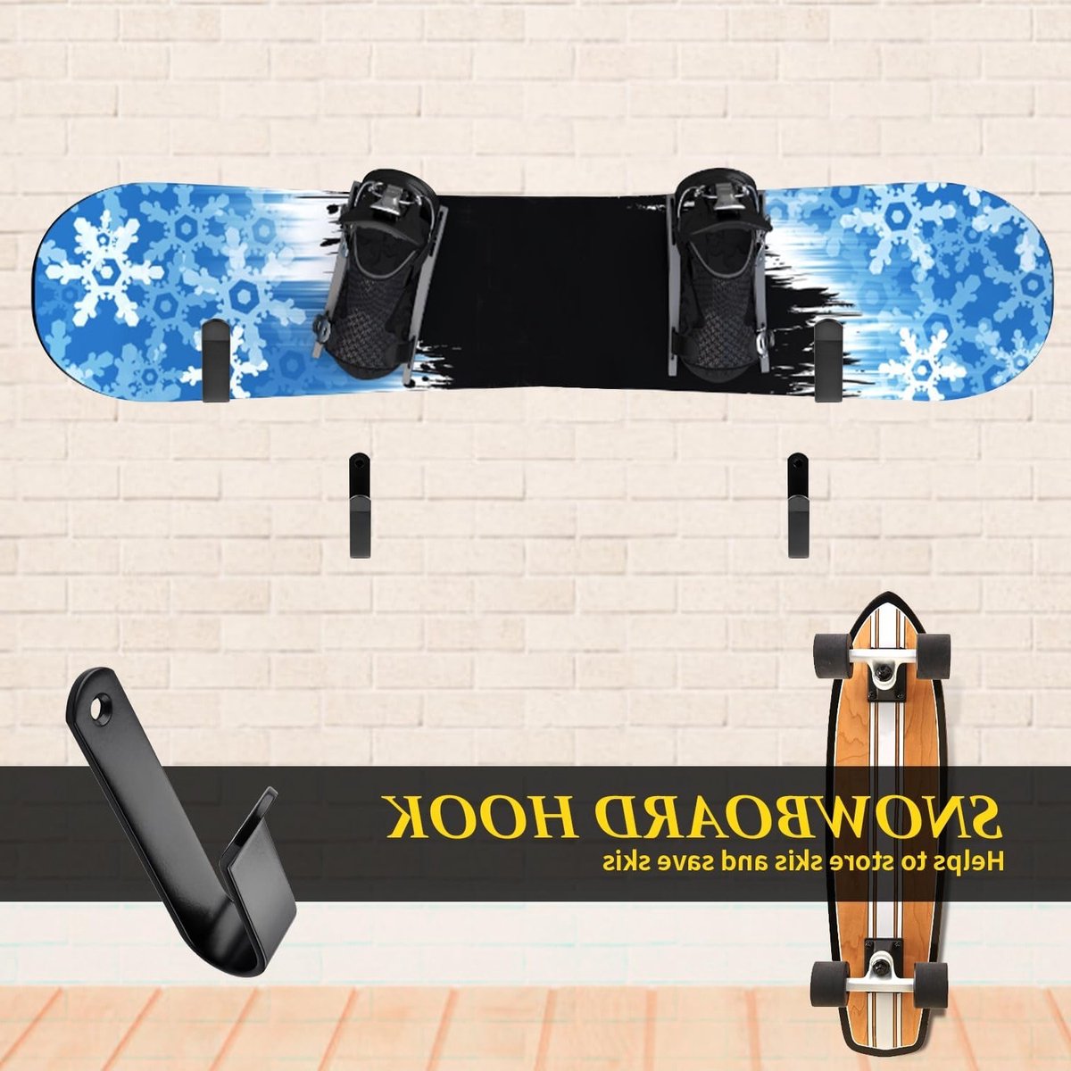 Muurbeugel voor Ski's en Snowboards, Wandhaak voor Skateboards en Longboards, 2 Paar Accessoires Longboard kopen online
