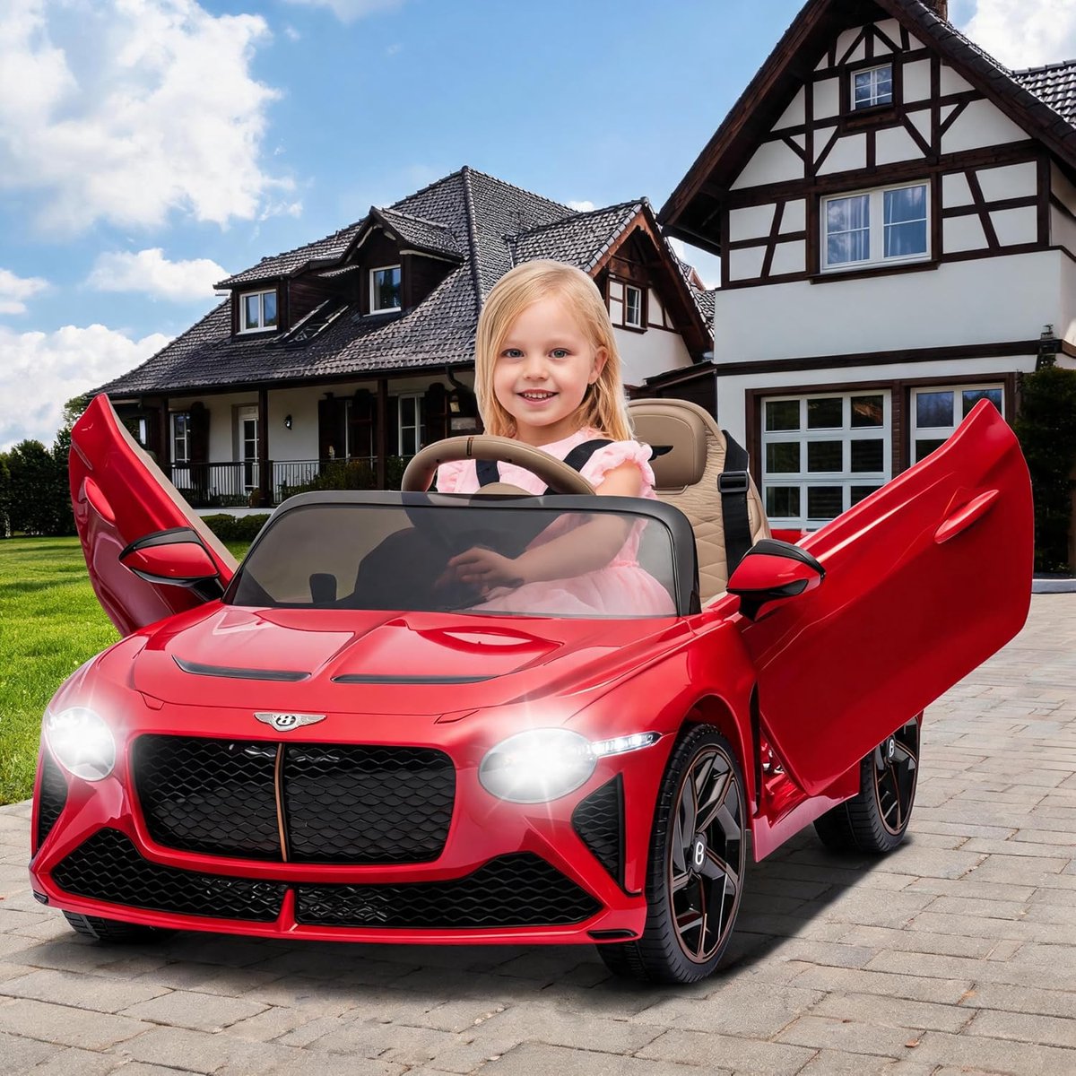 officieel gelicentieerd bentley elektrisch kinderauto 12v afstandsbediening led verlichting muziek claxon rood voor kinderen 3 6 jaar