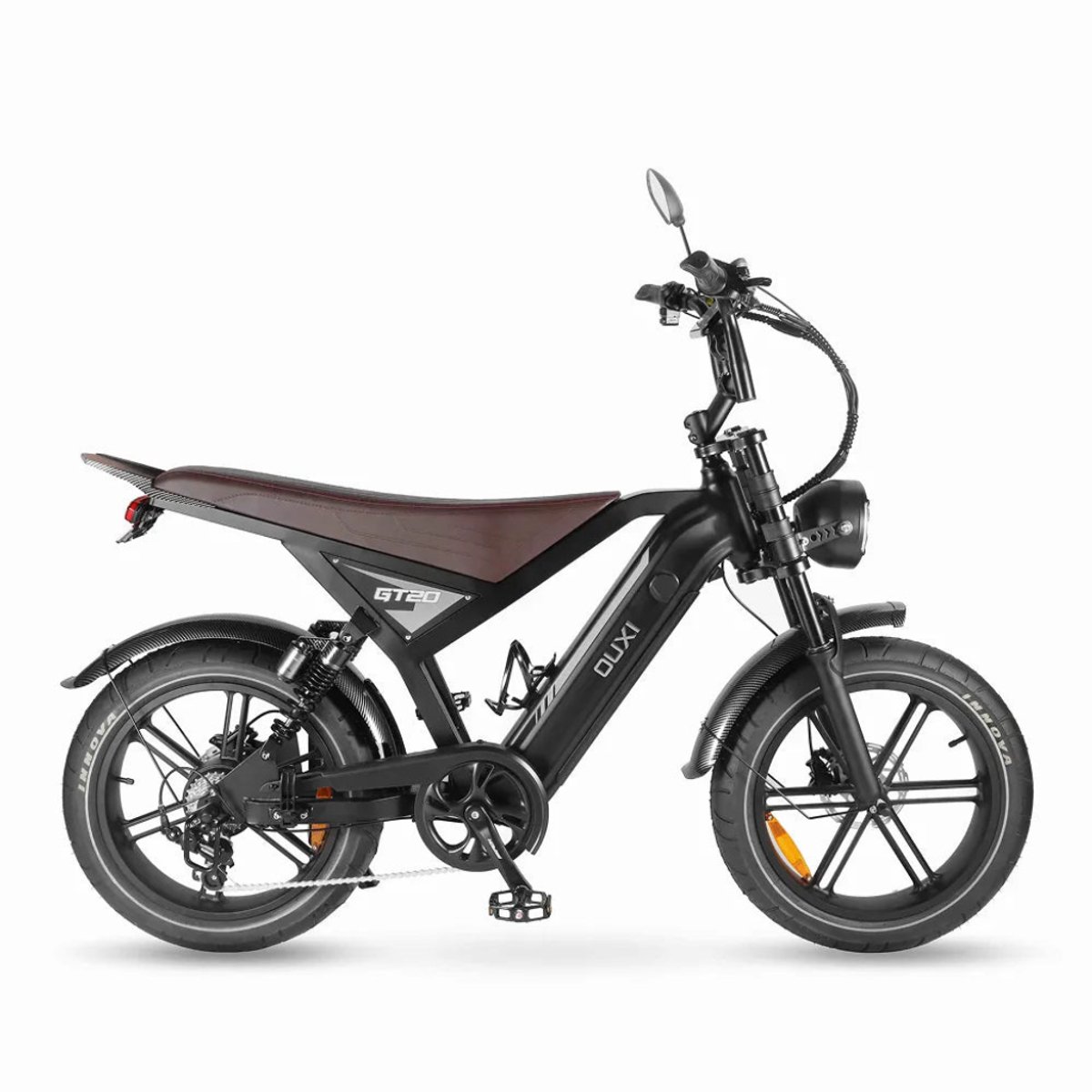 ouxi gt20 elektrische fatbike richtingaanwijzers nfc chip 20 inch 250w motor 7 versnellingen 65 km actieradius hydraulische schijfremmen zwart