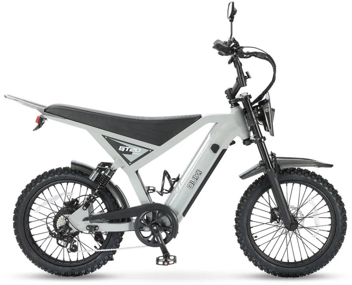 OUXI GT20 Pro Elektrische Skinnybike - Richtingaanwijzers - NFC-chip - 20 Inch - 250W Motor - 7 Versnellingen - 65 km Actieradius - Hydraulische Schijfremmen - Lichtgrijs Fiets (elektrisch) kopen online