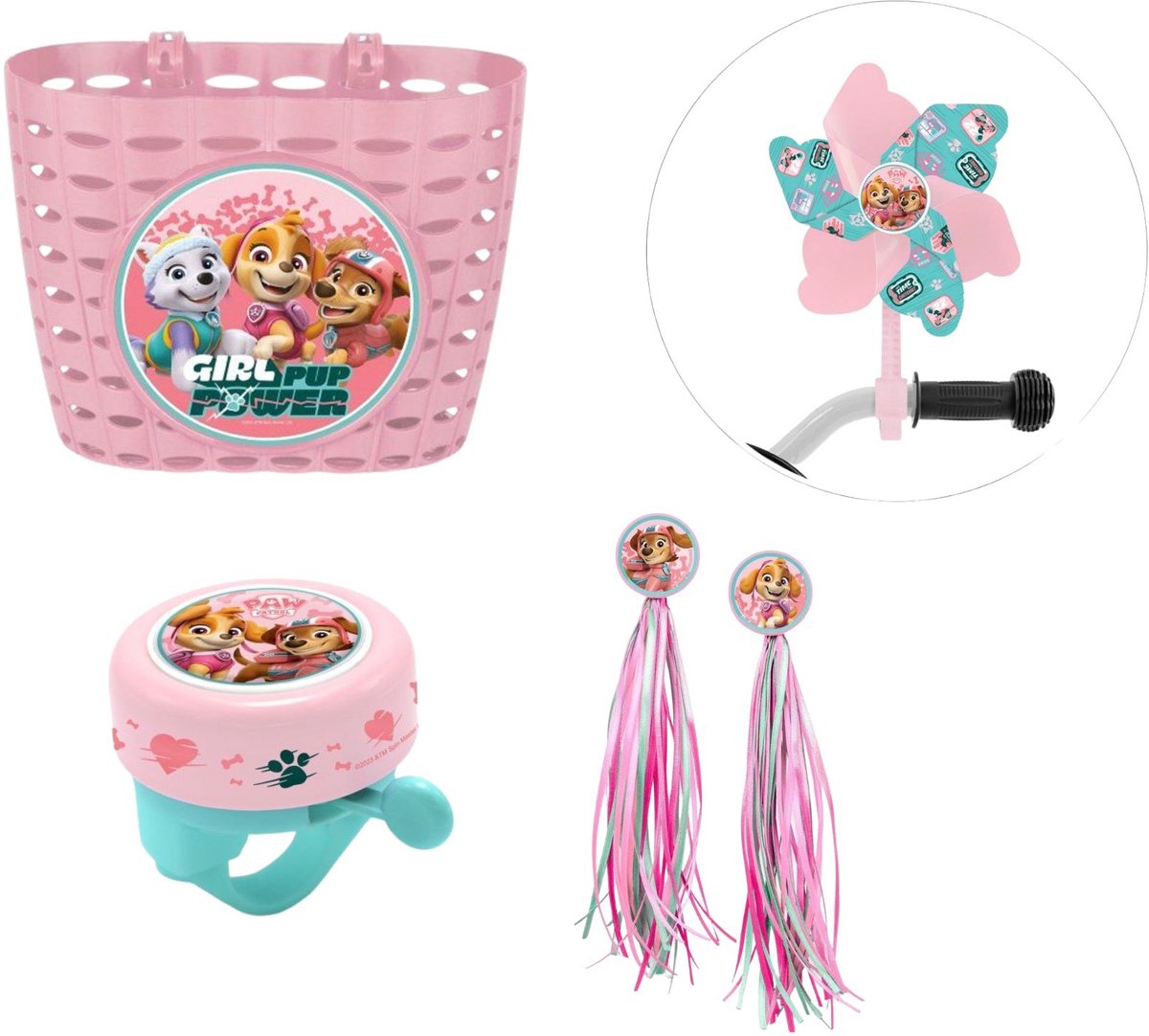 Paw Patrol Fiets accessoires ; Mand, Bel, Franjes en Molen Fiets kopen online