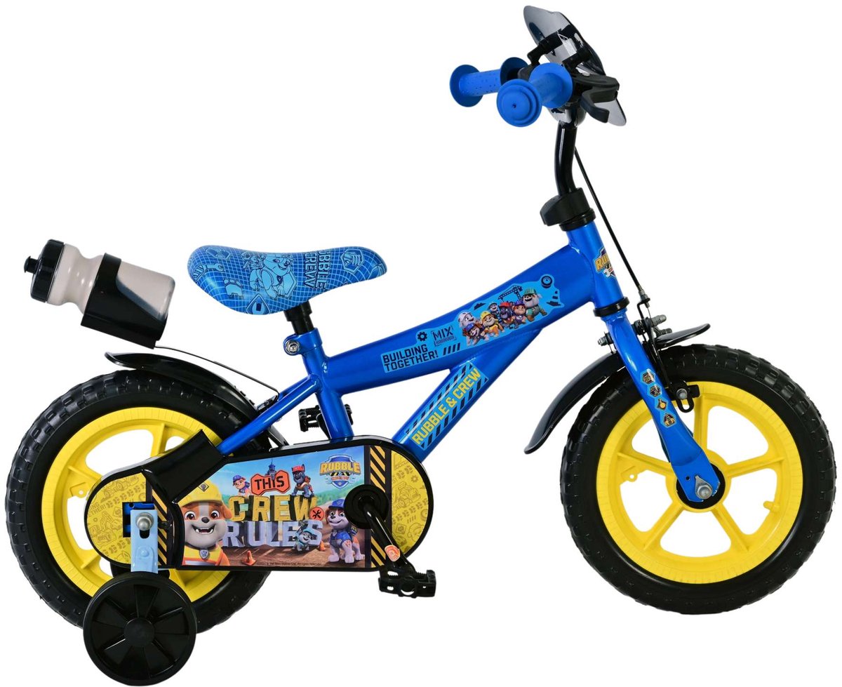 paw patrol rubble crew kinderfiets jongens mag wheels 12 inch blauw