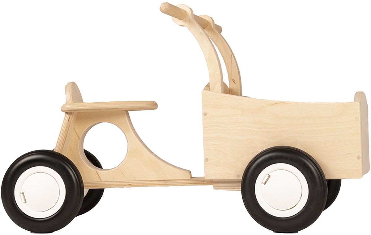 Pertina houten kinder loop bakfiets met bakje, vanaf 1 jaar - Naturel. Loopfiets kopen online