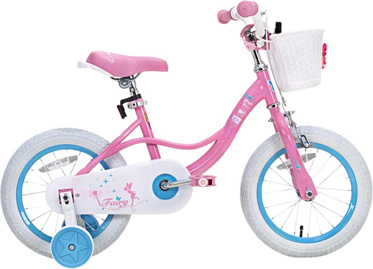 Peuter- en Kinderfiets 41 cm – Voor Meisjes van 2–9 Jaar – Zijwieltjes, Handrem en Mand – Peuterfiets – Roze Kinderfiets kopen online