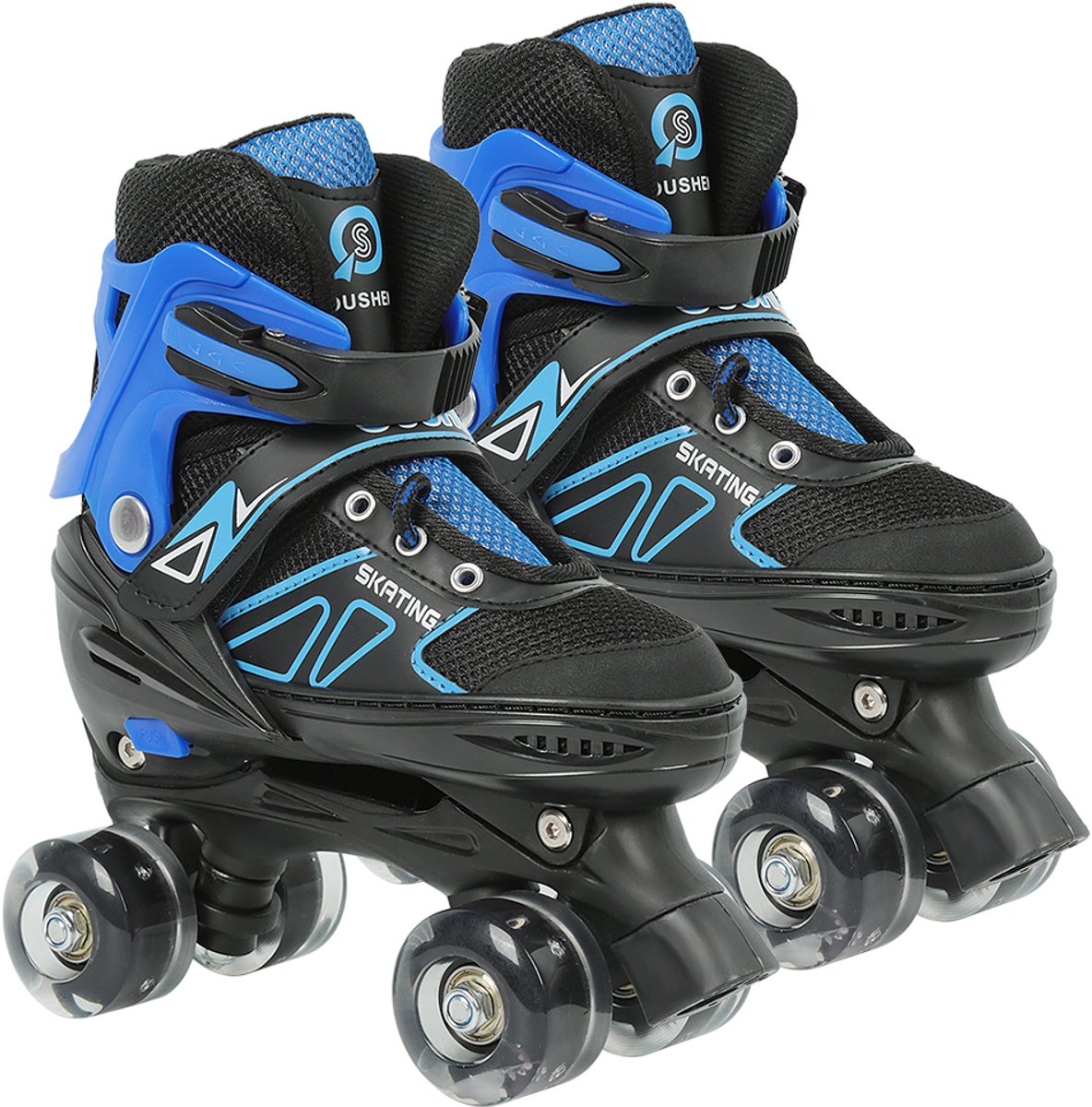 pipipoxer kinder rolschaatsen verstelbaar maat s 27 32 kinderskates knipperend blauw