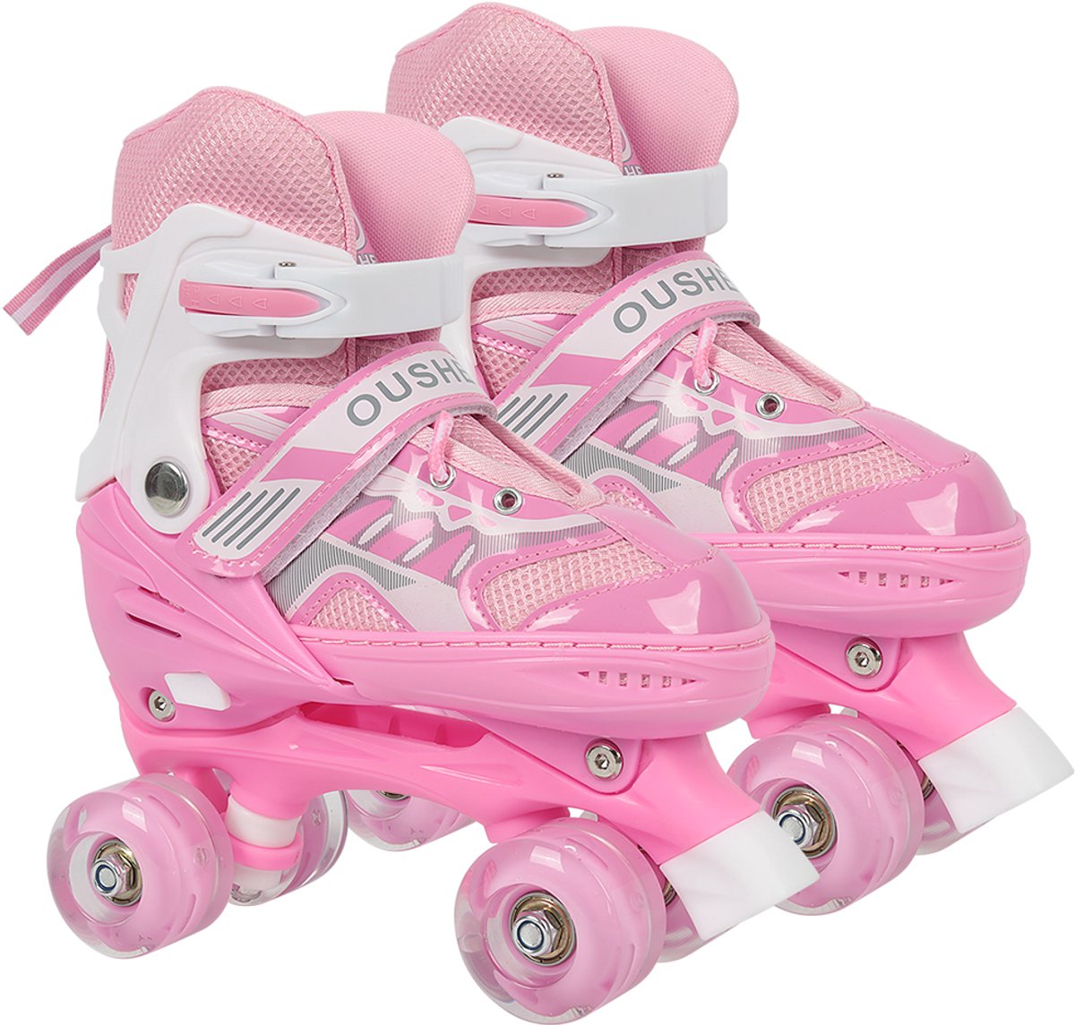 PIPIPOXER-Kinder rolschaatsen, verstelbaar, maat S (27-32), kinderskates, knipperend, roze Rolschaatsen kopen online
