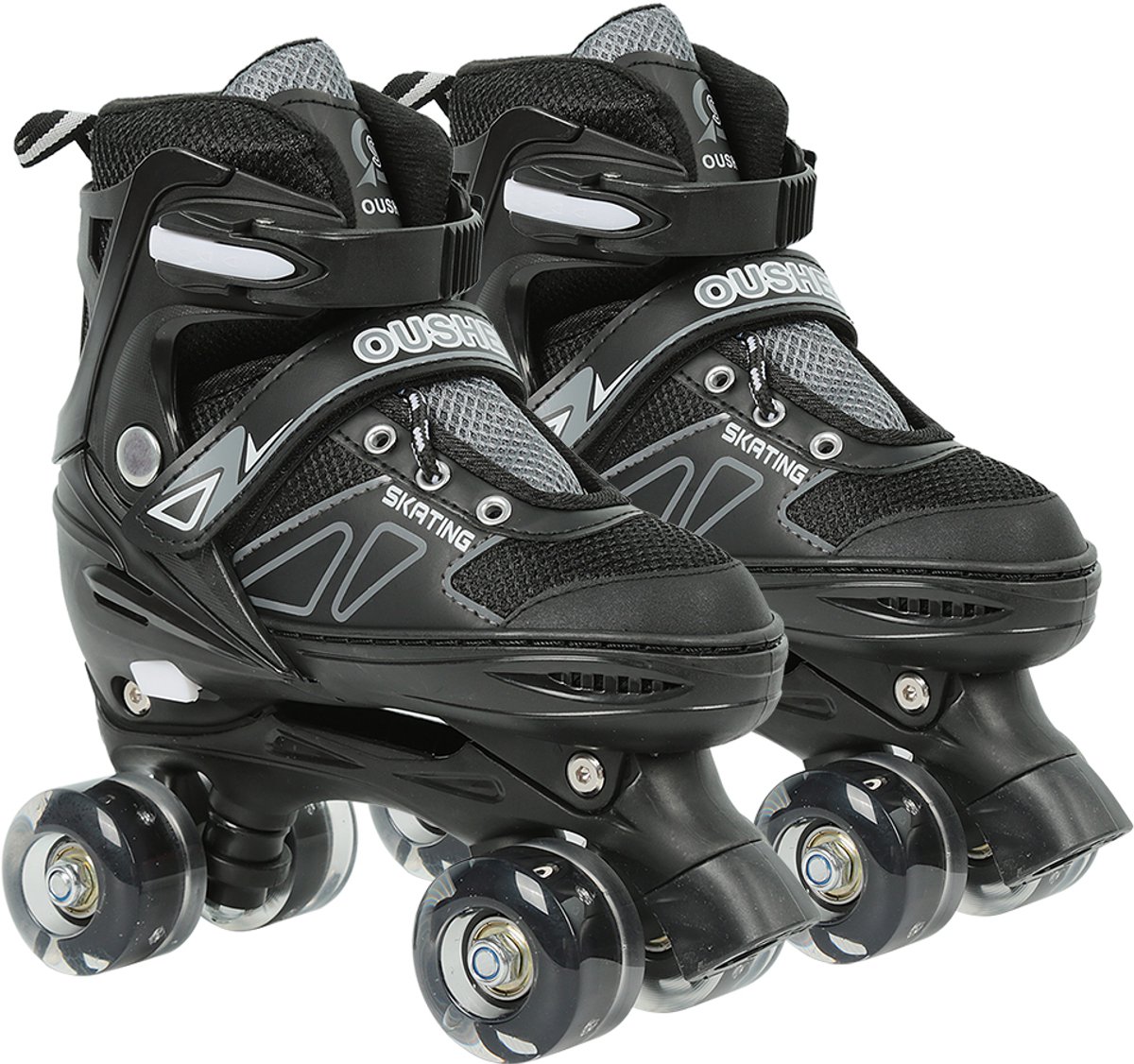 PIPIPOXER-Kinder rolschaatsen, verstelbaar, maat S (27-32), kinderskates, knipperend, zwart Rolschaatsen kopen online