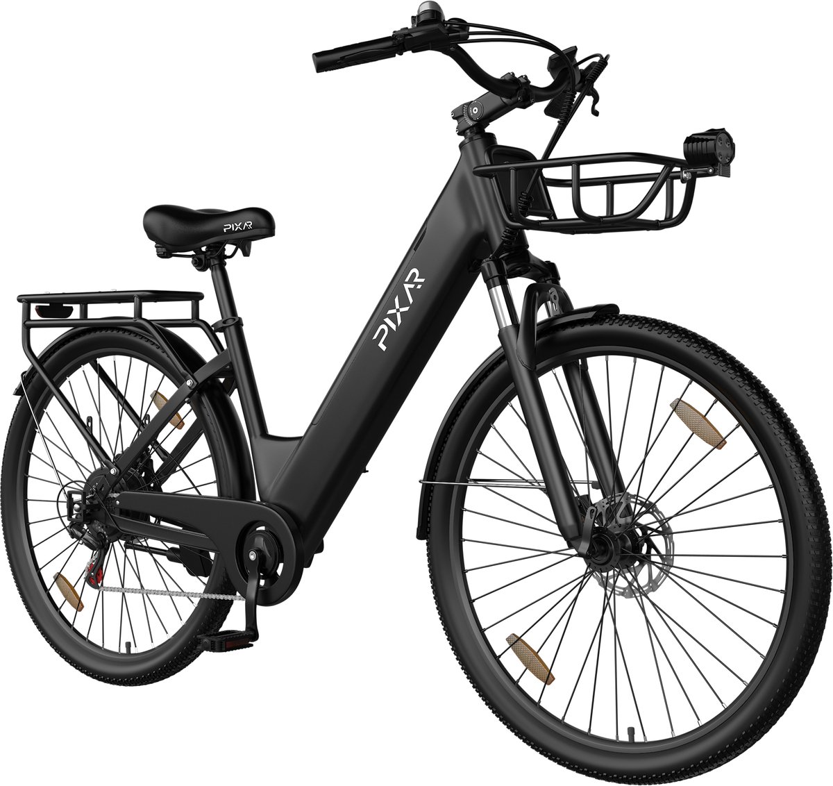 Pixar C1 Pro Elektrische Fiets - 250W Motor - 36V18Ah Accu - 28x1.95" Banden - Max Snelheid 25km/u - Max Bereik 80-100km - Shimano 7-Snelheden - Zwart Fiets (elektrisch) kopen online
