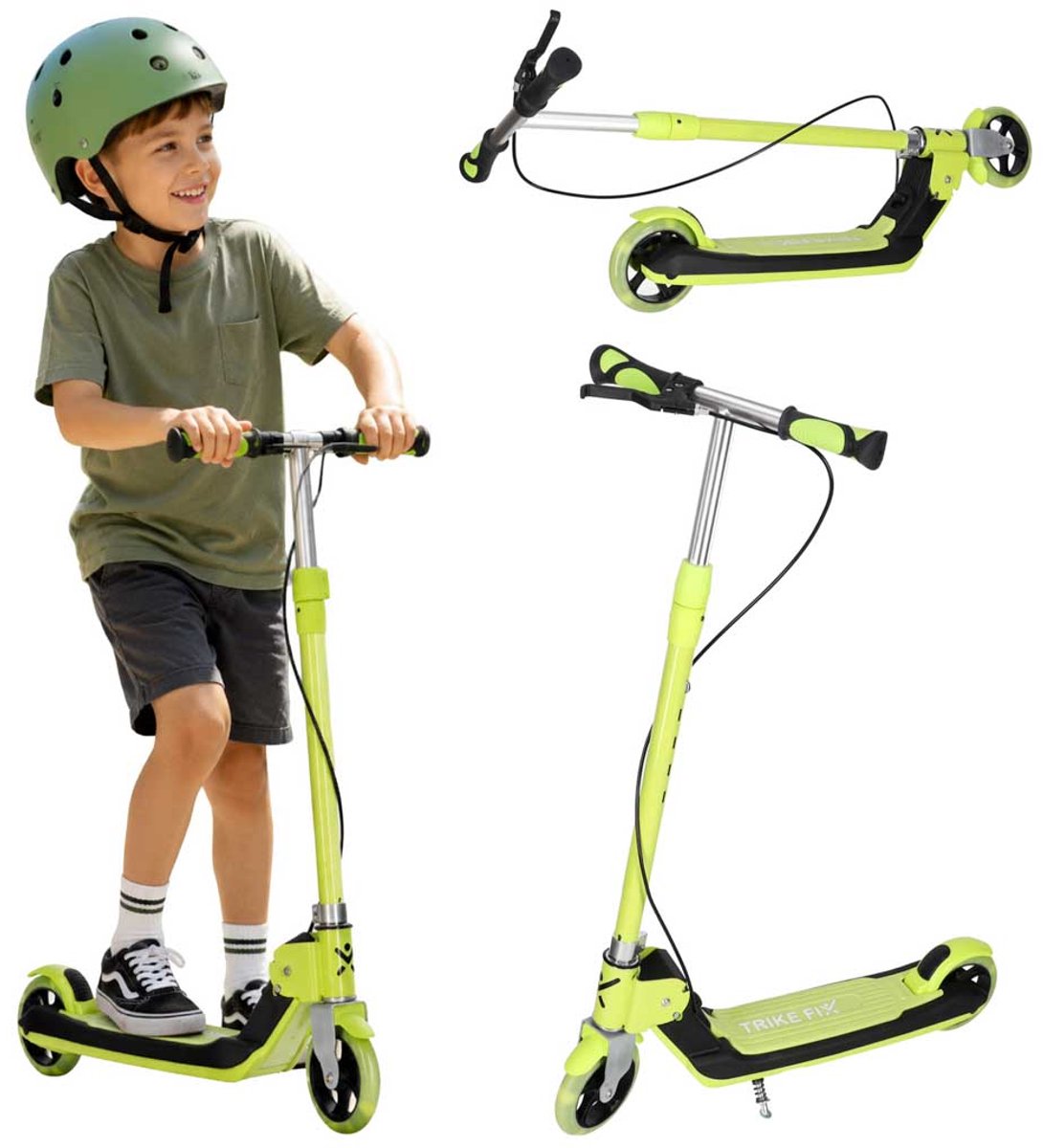 playos opvouwbare kinderstep groen met led wielen tot 100 kg met standaard verstelbare hoogte met handrem en voetrem skaten step buitenspeelgoed