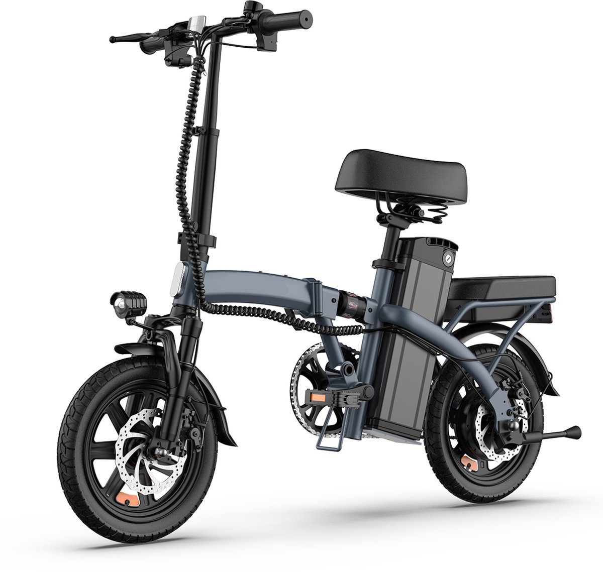 Qekud 14" Opvouwbare Elektrische Fiets – 48V 7,5Ah Accu, 250W Motor, 25km/u, 40km Bereik, Dubbel Geveerd, Schijfremmen – Grijs Fiets (elektrisch) kopen online