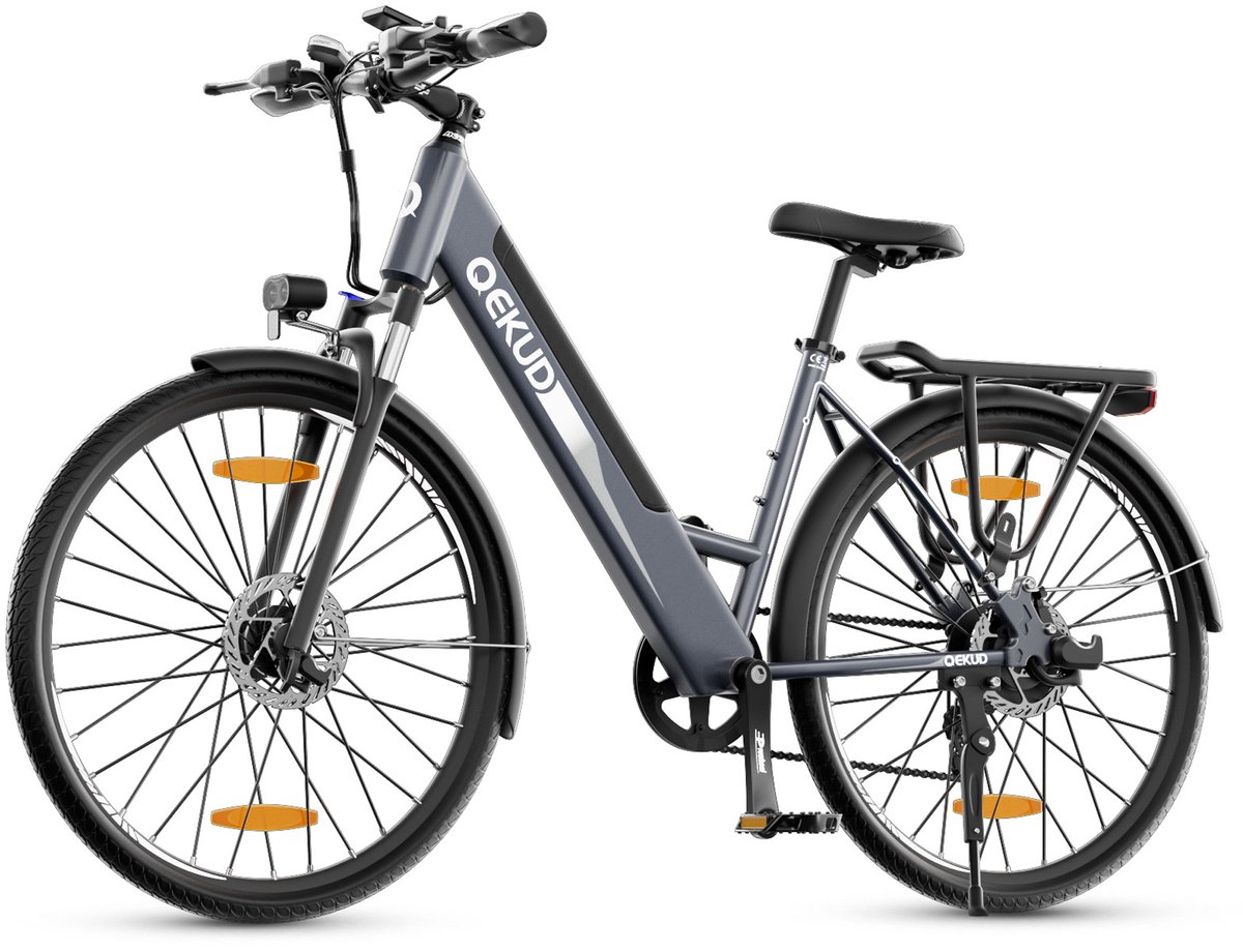 Qekud Elektrische Fiets - E-bike - 26 inch - 250W Motor -36V 13Ah Accu - 100km - 7 Versnellingen - met app - grijs Fiets (elektrisch) kopen online
