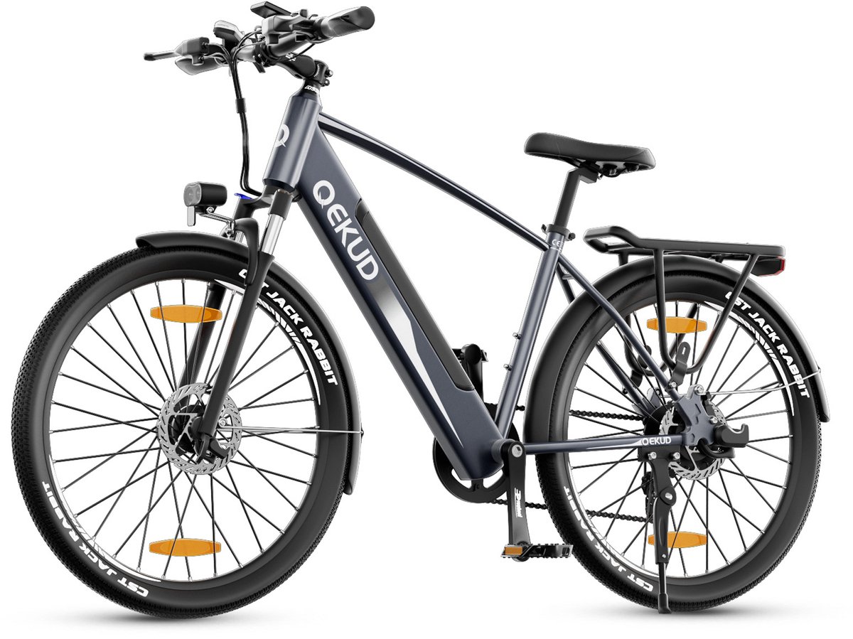 Qekud Elektrische Fiets - E-bike - 27.5 inch - 250W Motor -36V 13Ah Accu - 100km - 7 Versnellingen - met app - grijs Fiets (elektrisch) kopen online