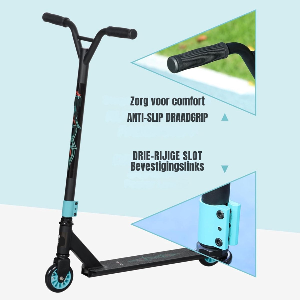 qin stuntstep jongen stuntstep volwassenen voor jongesn en meisjes groen 68cm x 86cm x 86cm