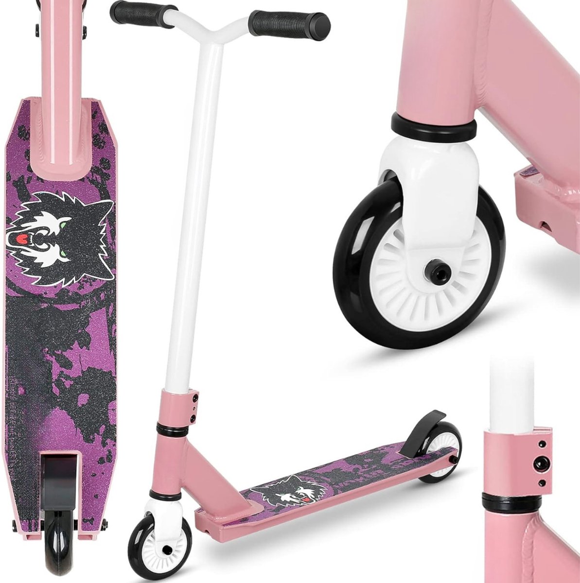 QIN® Stuntstep Volwassenen - Stuntstep jongen - Stuntstep Meisjes - Rozerood - 64cm x 51cm x 82cm Buitenspeelvoertuigaccessoire kopen online