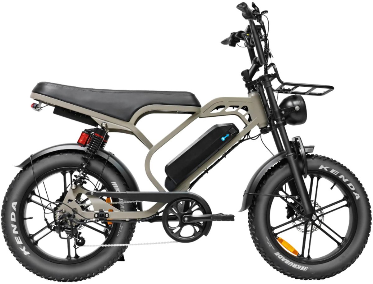 QMWHEEL V20 Limited Elektrische Fatbike - Dubbele Achtervering - 20 Inch - 250W Motor - 7 Versnellingen - 80 km Actieradius - Hydraulische Schijfremmen - Bruin Fiets (elektrisch) kopen online