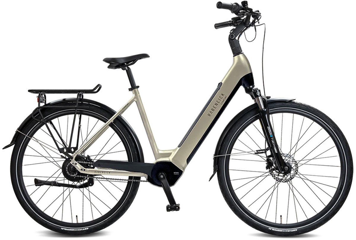 Rabeneick Comfort elektrische Stadtfiets 28 inch, elektrische fiets, stadsfiets, middenmotor 75 Nm, pedelec met 36V 14,5Ah accu, 522Wh, maximaal 150 km bereik champagnegoud Fiets (elektrisch) kopen online