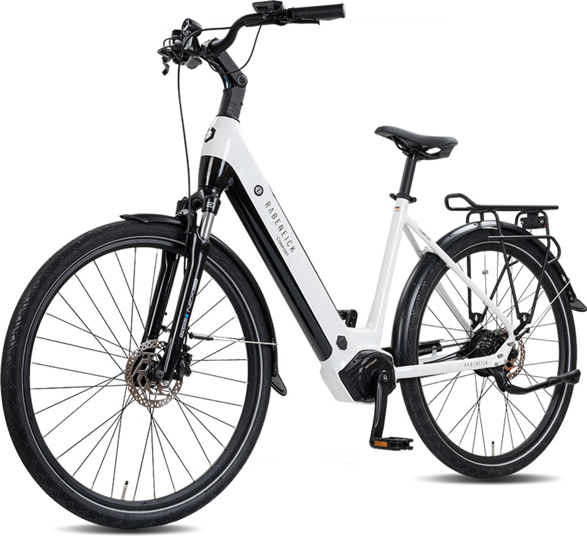 Rabeneick Comfort elektrische Stadtfiets 28 inch, elektrische fiets, stadsfiets, middenmotor 75 Nm, pedelec met 36V 14,5Ah accu, 522Wh, maximaal 150 km bereik, wit Fiets (elektrisch) kopen online