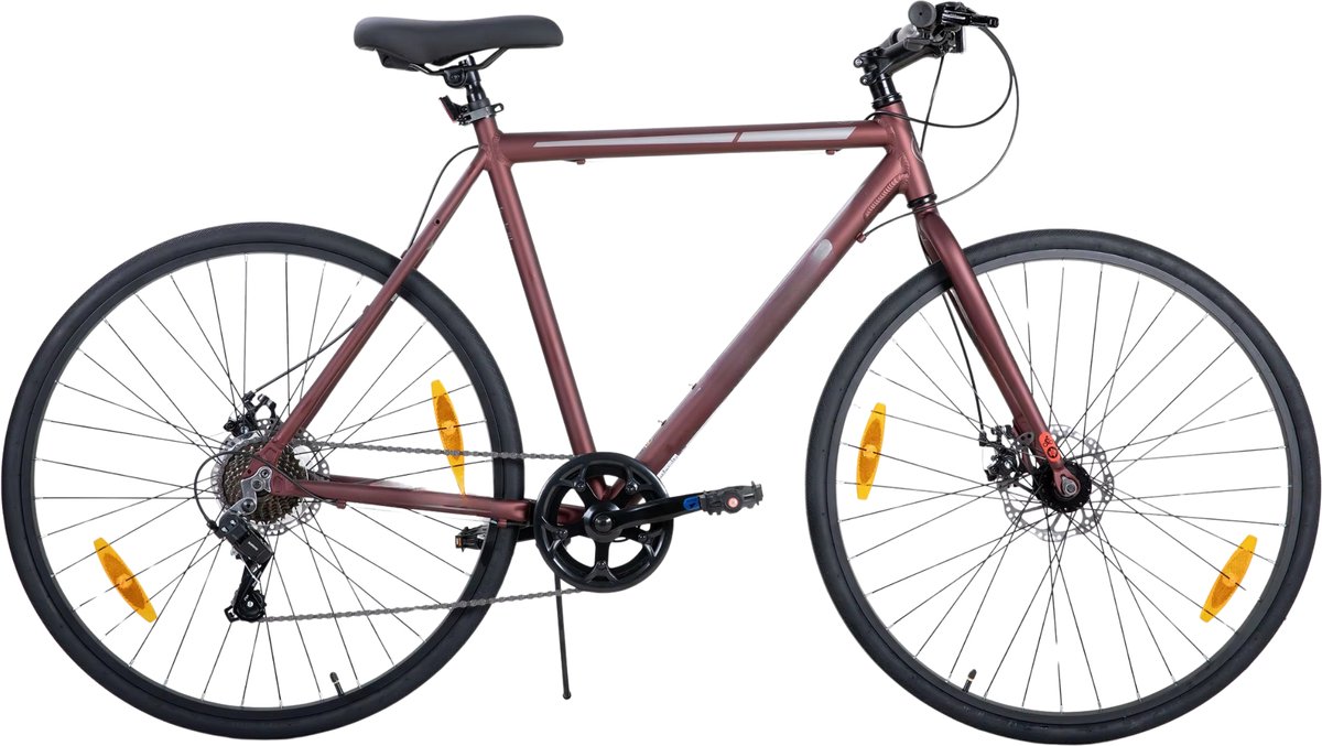 racefiets voor heren en dames 7 versnellingen dubbele schijfrem lichtgewicht frame aluminium rood maat l 71 cm