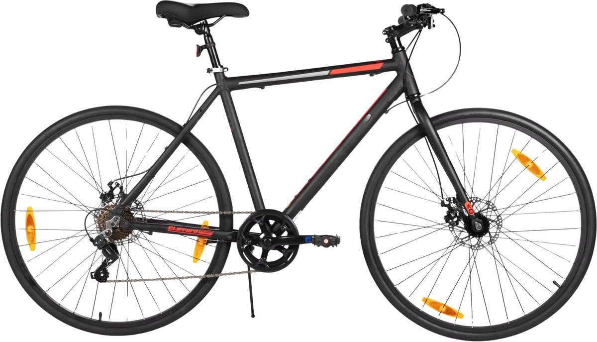 Racefiets – Voor heren en dames – 7 versnellingen / dubbele schijfrem / lichtgewicht frame – Aluminium / Zwart / Maat M (71 cm) Fiets kopen online