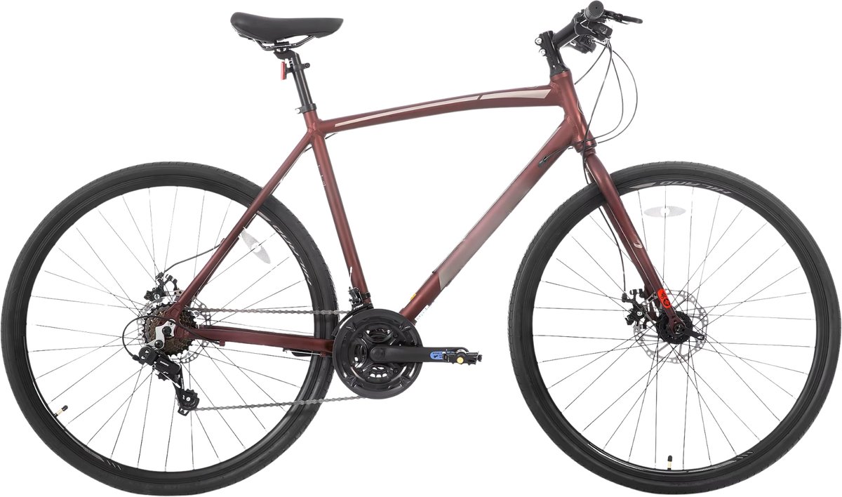 Racefiets – Voor heren en dames – Lichtgewicht aluminium, 14 versnellingen – 71 cm wielen, rood, maat L, geschikt voor stadswoon-werkverkeer en fitness Fiets kopen online